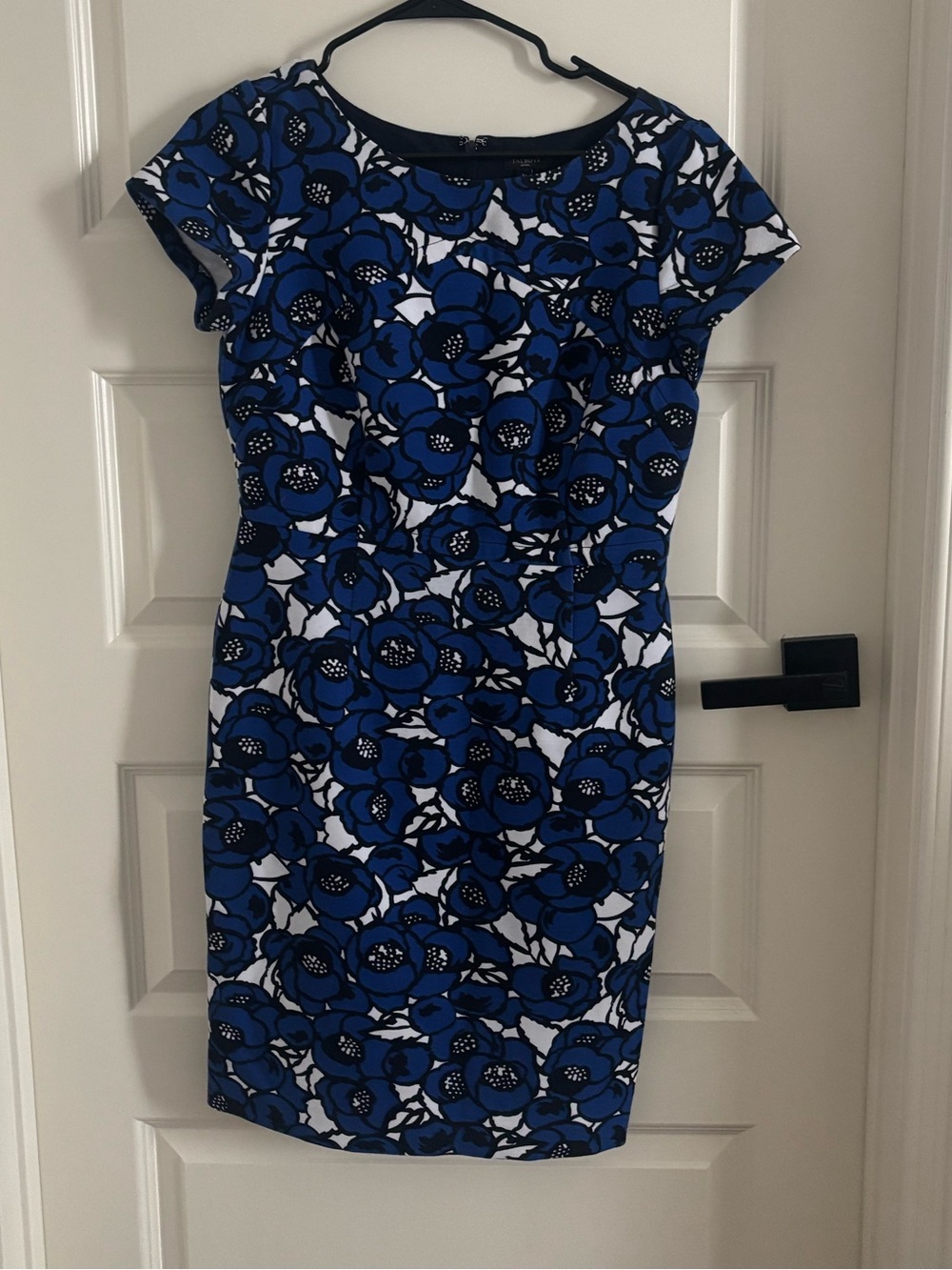 Talbots Blue & White Floral Midi Sheath Dress
